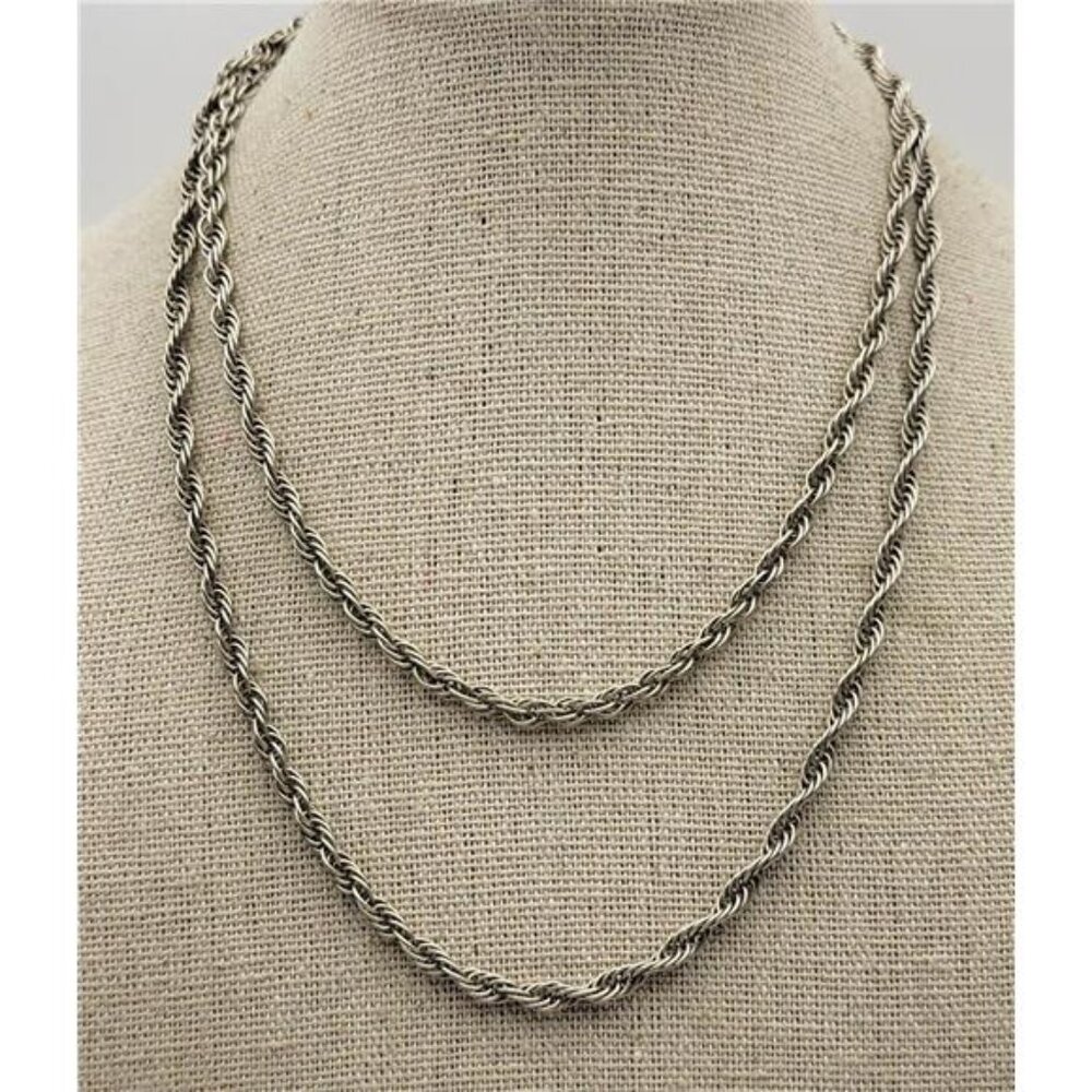 HCT Italy 925 Sterling Silver Twist Rope Chain Necklace 30 In Lobster Clasp